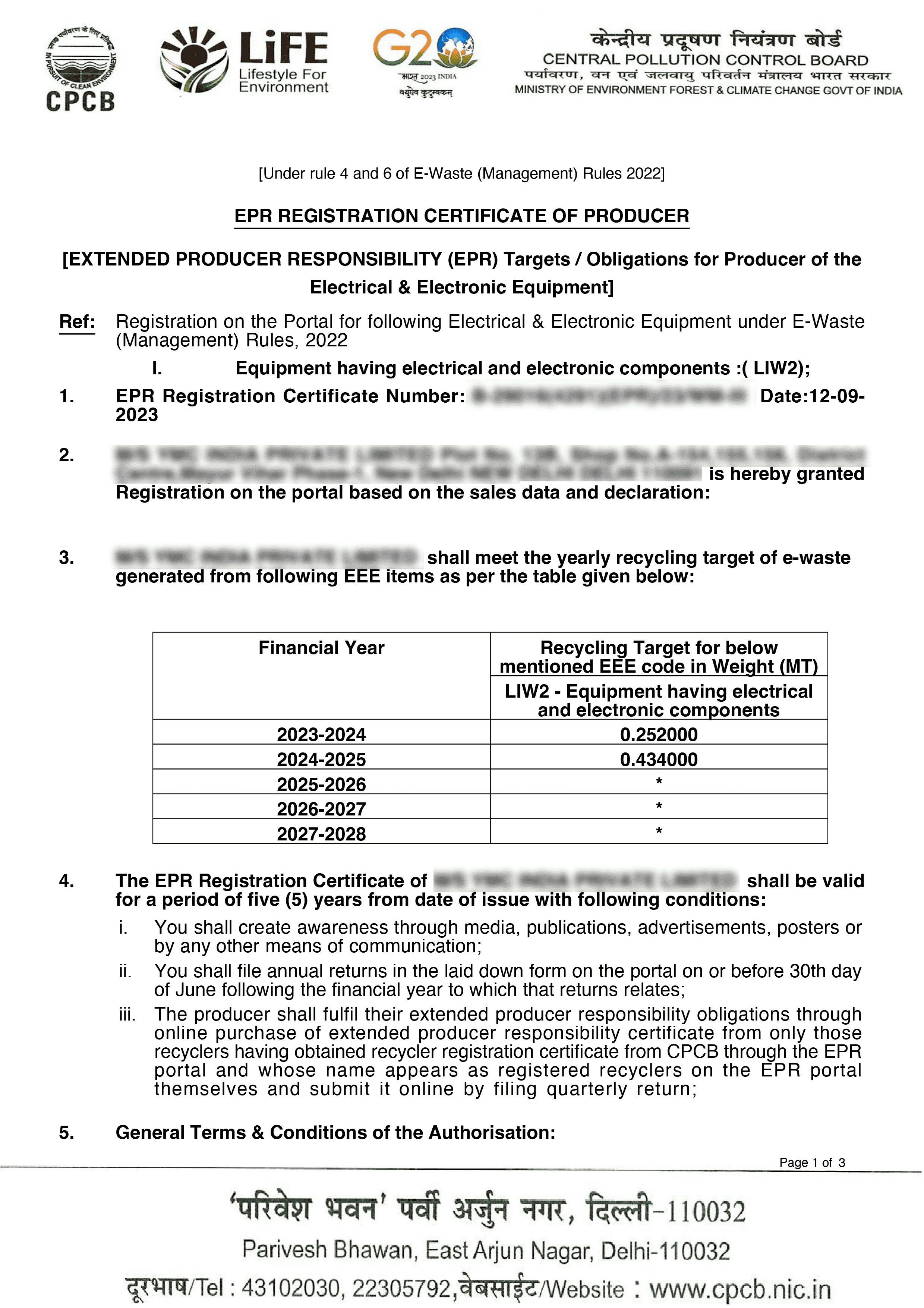 Environmental Certificate